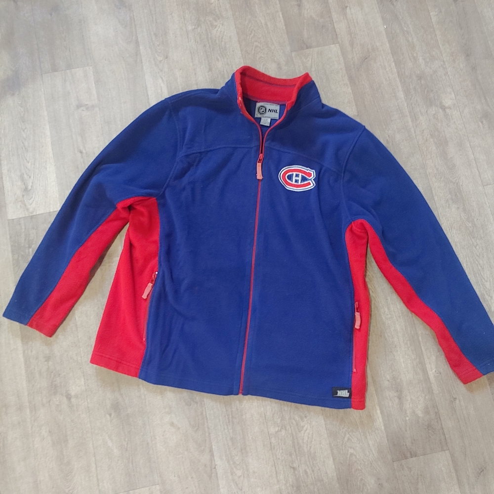 NHL Montreal Canadiens Blue & Red Full-Zip Men's Fleece Jacket Size Large